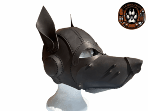Leather dog mask for dog play