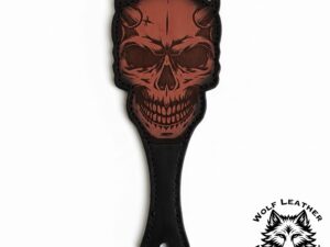 Leather spanking slapper Skull with horns